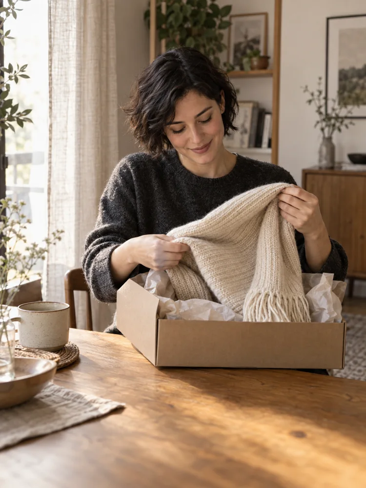 Customer opening a parcel